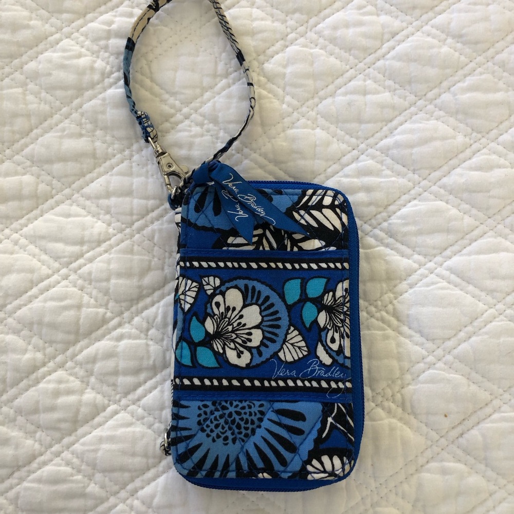 Vera Bradley Blue and White Floral Bifold Wallet/Phone Holder - Picture 4 of 14